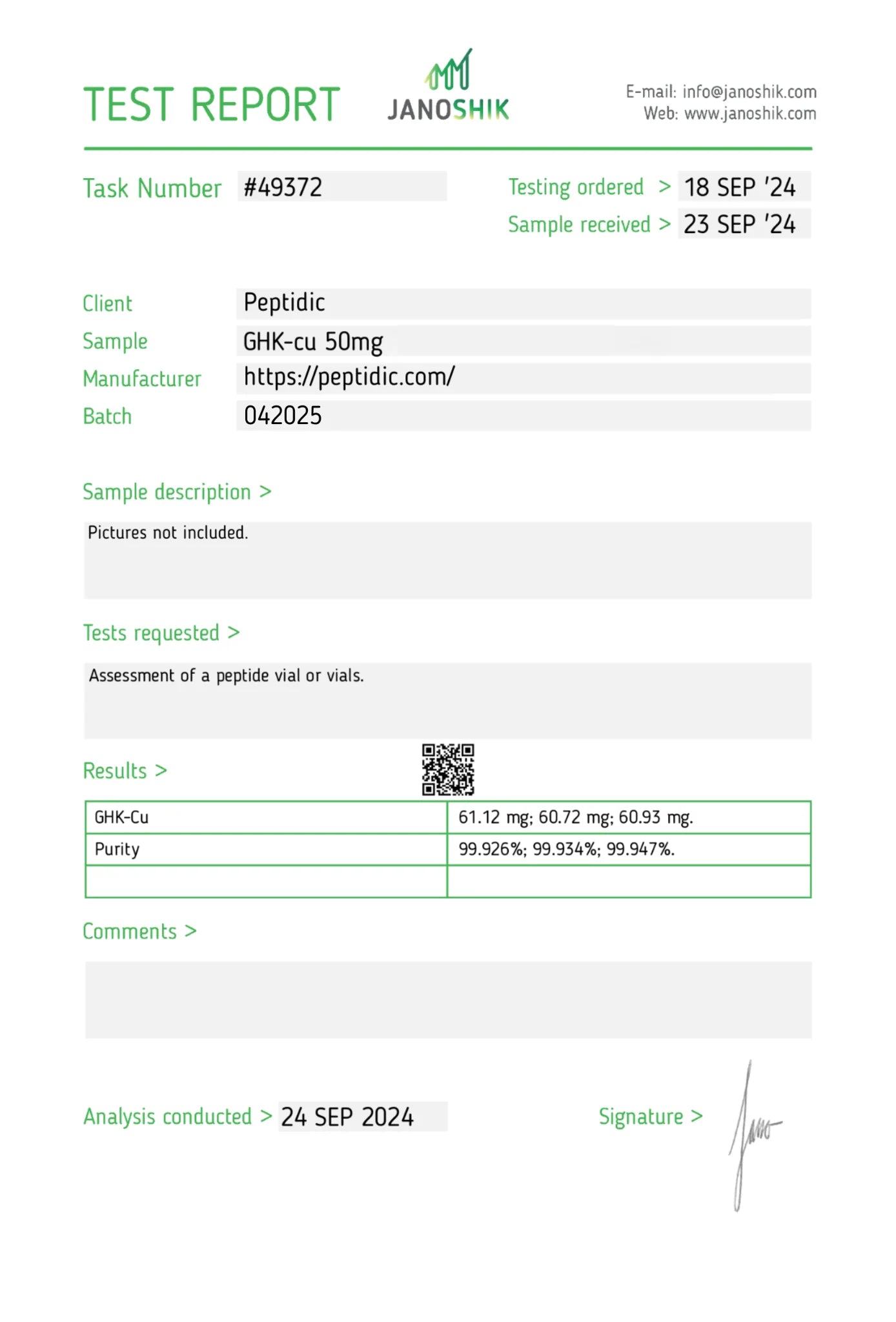 GHK-Cu – 50mg Certificate